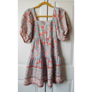 BAND OF THE FREE Dress Womens XS Blue Floral Peasant Prairie Cottagecore NWT